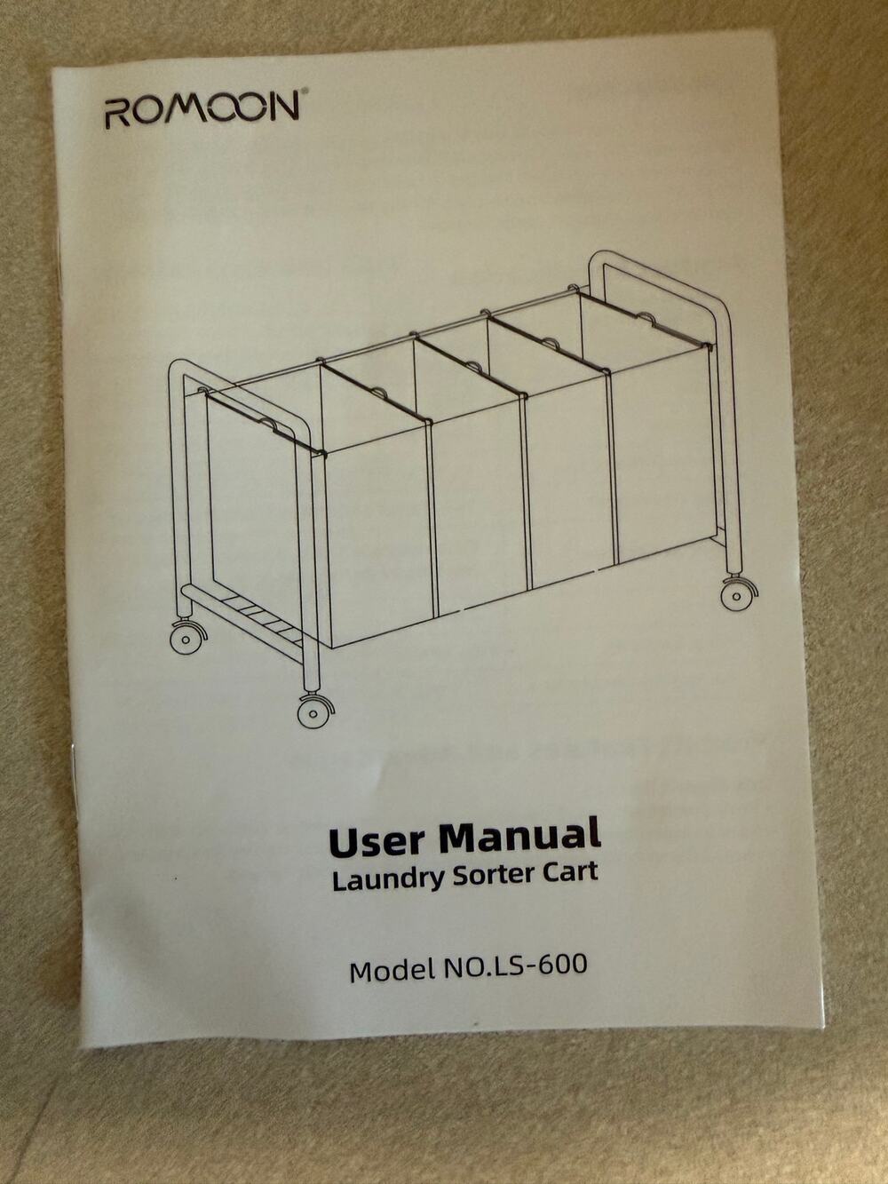 ROMOON LS-600C Laundry Sorter Cart Hamper Organizer with Wheels Gray Rolling